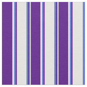 White, Indigo & Royal Blue Coloured Lines Fabric
