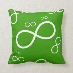 White Infinity on green background Cool Pillow