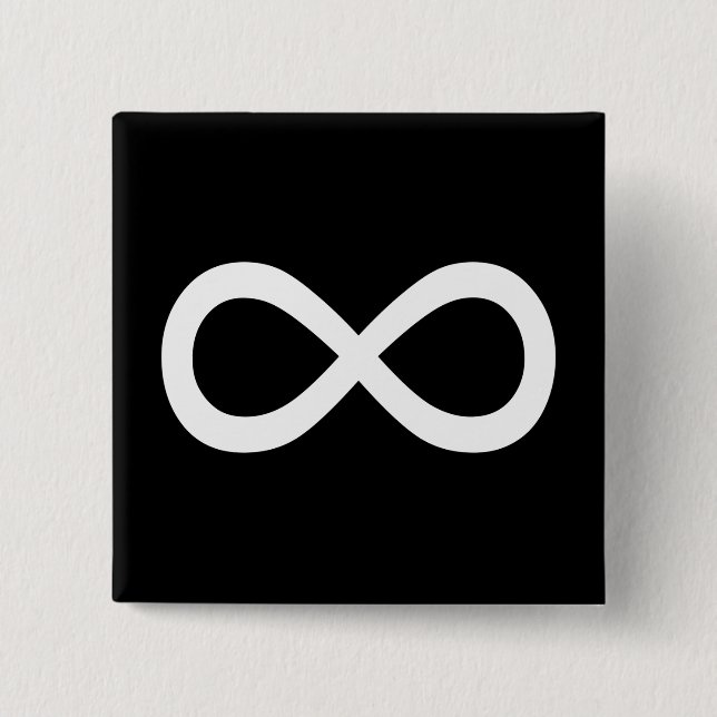 White Infinity Symbol 15 Cm Square Badge (Front)