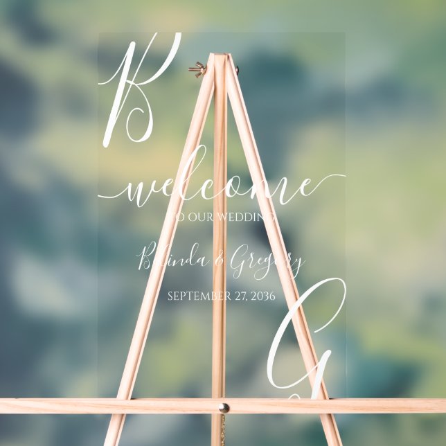 White Initials Wedding Welcome Sign (Neutral)