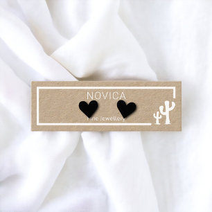 White Ink On Kraft Cactus Earring Display Card