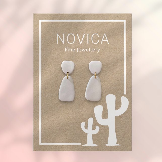 White Ink On Kraft Cactus Earring Display Card (Creator Uploaded)