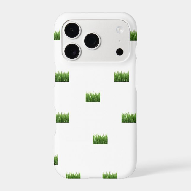 White iPhone Case with Green Grass Patch – Nature (Back)