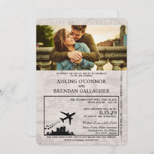 White Ireland Passport Wedding Invitation