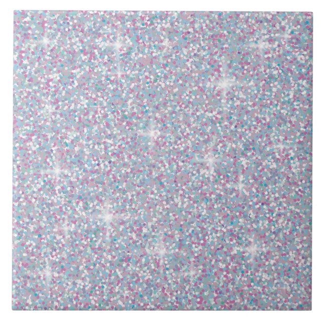 White iridescent glitter ceramic tile (Front)