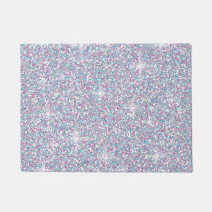 White iridescent glitter doormat