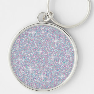 White iridescent glitter key ring