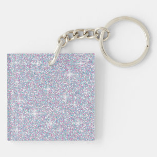 White iridescent glitter key ring