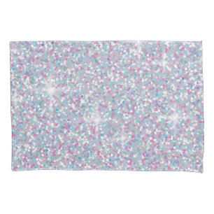 White iridescent glitter pillowcase