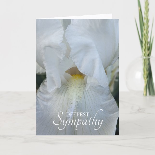 White Iris Bloom Floral Sympathy Card (Front)