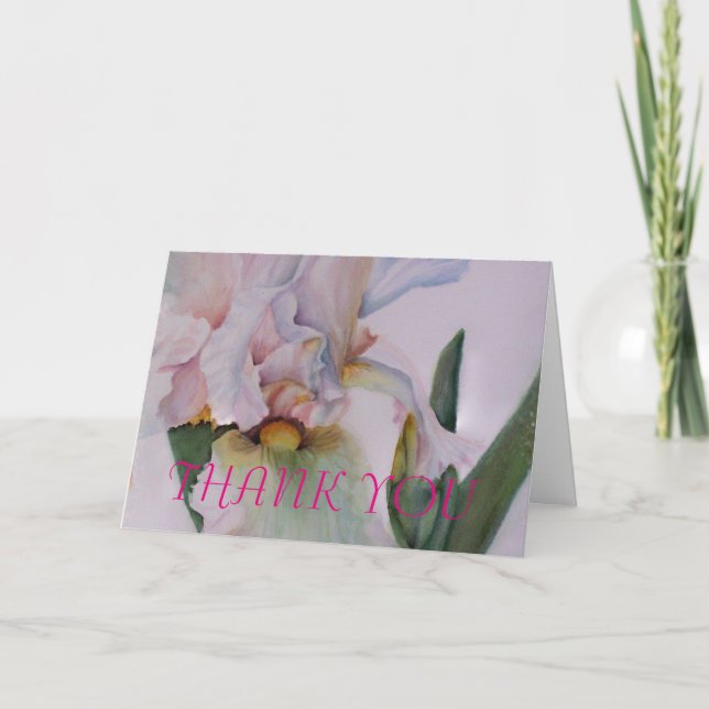 WHITE IRIS WATERCOLOR FLOWER THANK YOU CARD (Front)