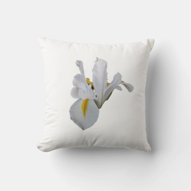 White Iris With Yellow Center Cushion (Front)