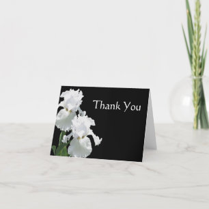 White Irises on Black Thank You Card