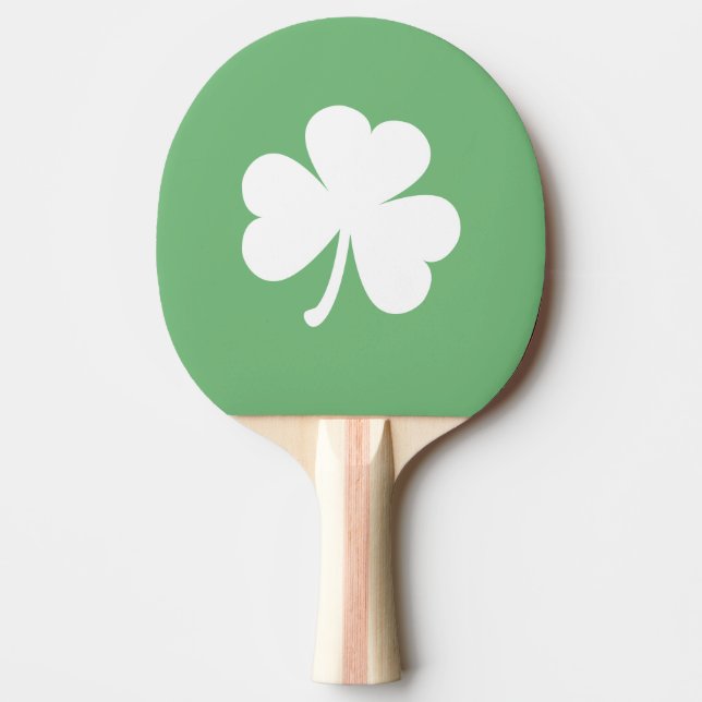 White Irish Shamrock | Green Ping Pong Paddle (Front)