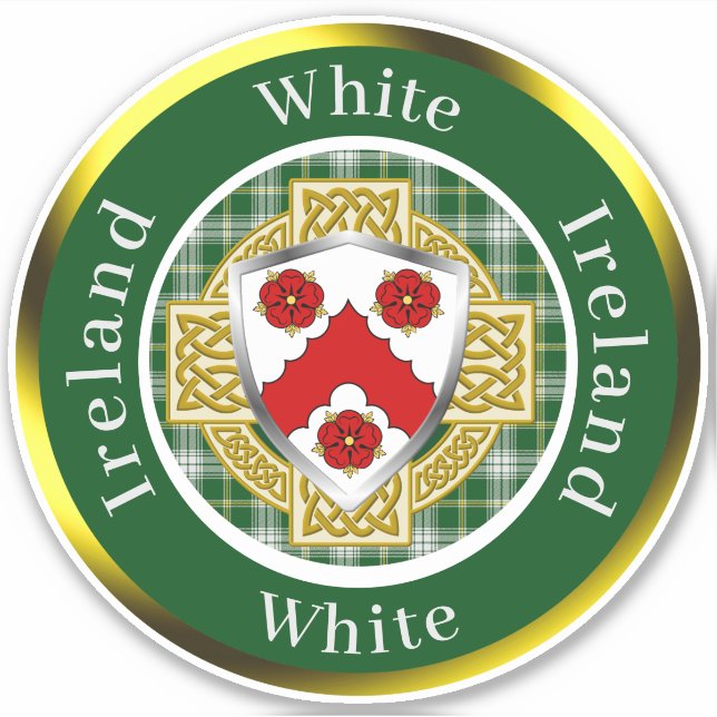 White Irish Shield/Celtic Cross Personalised (Front)