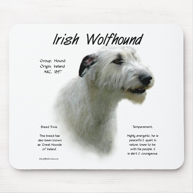 White Irish Wolfhound History  Mouse Pad (Front)