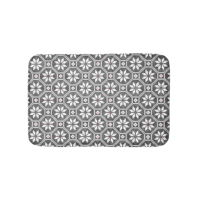 White isolated lace on CUSTOMIZE black background Bath Mat (Front)