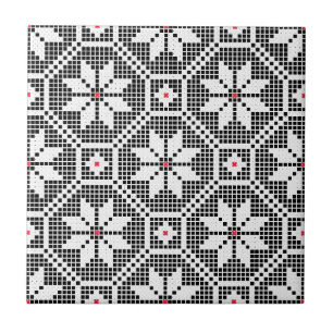 White isolated lace on CUSTOMIZE black background Ceramic Tile