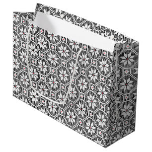 White isolated lace on CUSTOMIZE black background Large Gift Bag