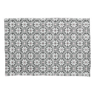 White isolated lace on CUSTOMIZE black background Pillowcase