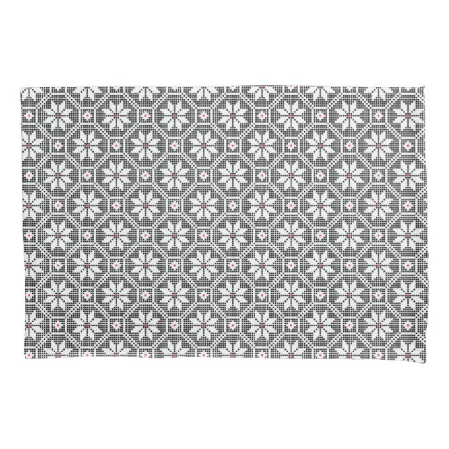White isolated lace on CUSTOMIZE black background Pillowcase (Front)