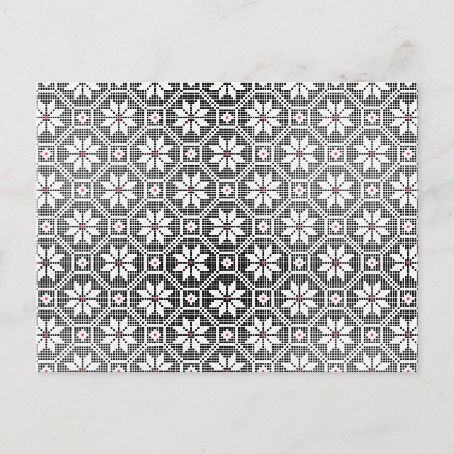 White isolated lace on CUSTOMIZE black background Postcard (Front)