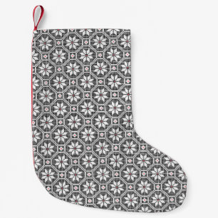 White isolated lace on CUSTOMIZE black background Small Christmas Stocking