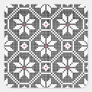 White isolated lace on CUSTOMIZE black background Square Sticker