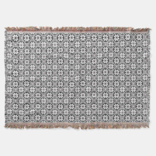 White isolated lace on CUSTOMIZE black background Throw Blanket