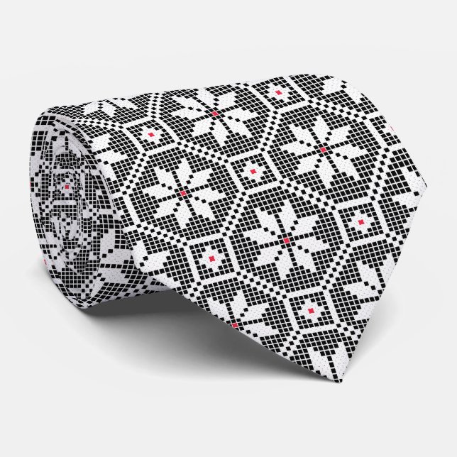 White isolated lace on CUSTOMIZE black background Tie (Rolled)