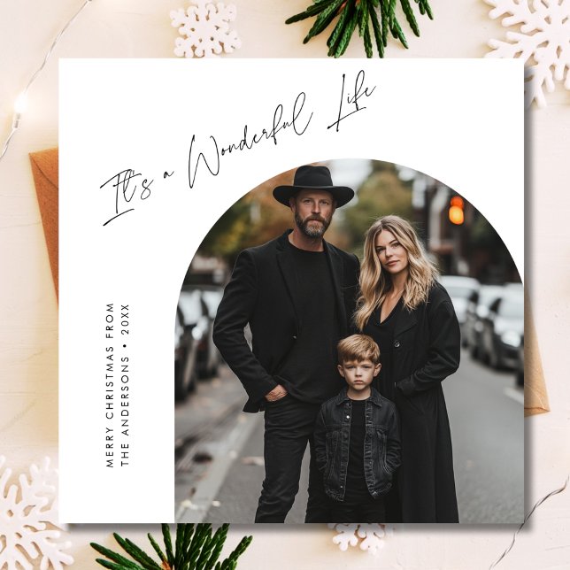 White It's a Wonderful life Christmas Arch Photo Holiday Card (Creator Uploaded)