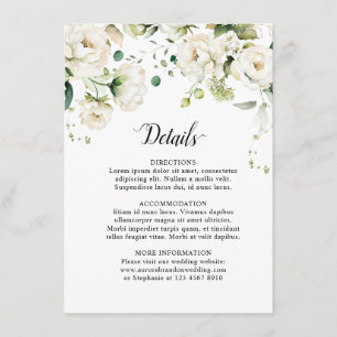 White Ivory Cream Roses Floral Botanical Wedding E Enclosure Card