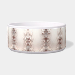 White Ivory Floral Ceramic Pet Bowl