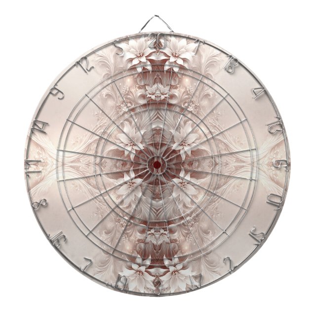 White Ivory Floral Dartboard (Front)