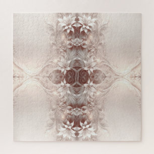 White Ivory Floral Jigsaw Puzzle