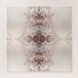 White Ivory Floral Jigsaw Puzzle