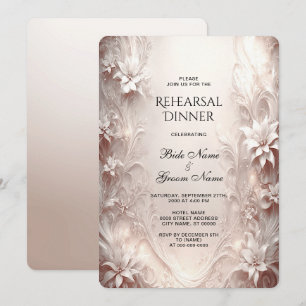 White Ivory Floral Rehearsal Dinner Invitation