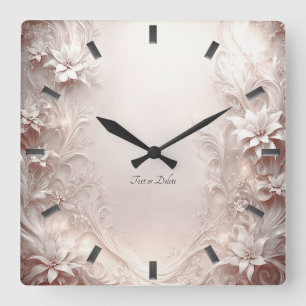 White Ivory Floral Wall Clock