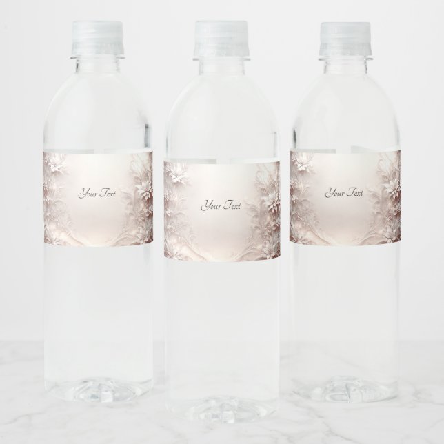 White Ivory Floral Water Bottle Label (Bottles)