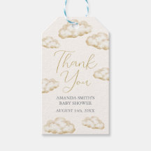 White Ivory Heaven Sent Cute Baby Shower Thank You