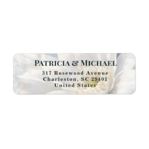 White Ivory Quiet Luxury Romantic Elegant Wedding Return Address Label