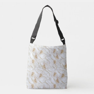 White-Ivory Silk & Ivory Champaign Pearls Crossbody Bag