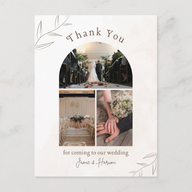 White Ivory Thank You Wedding Card (Front)