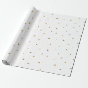 White Japanese Narcissus Floral Pattern Wrapping Paper