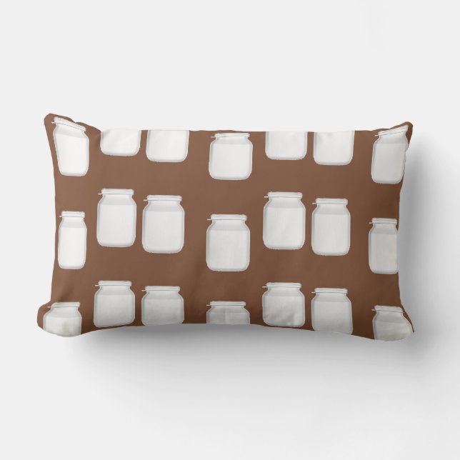 White jars on brown lumbar cushion (Front)