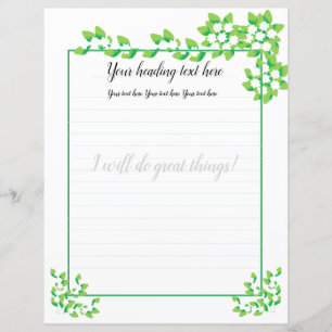 White Jasmine Floral Lined Writing Paper