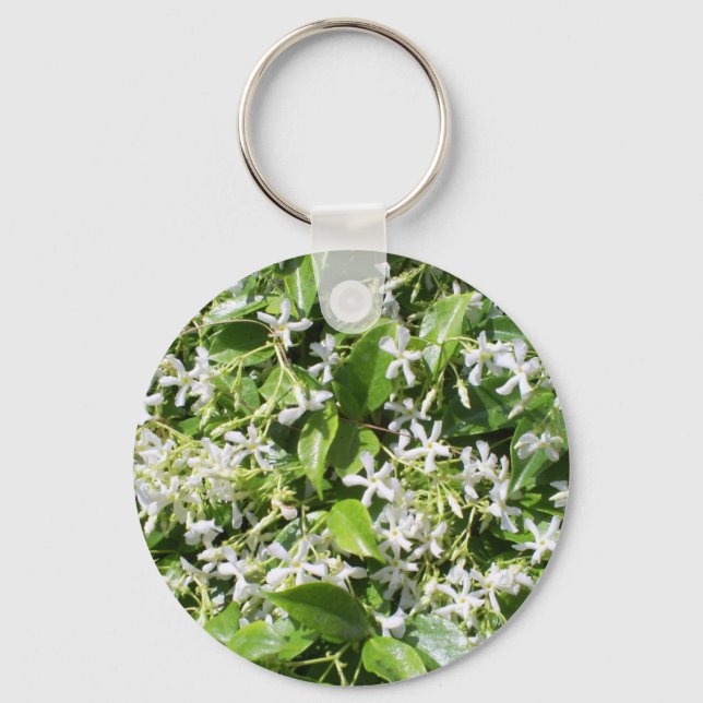 White Jasmine Flowers Key Ring (Front)
