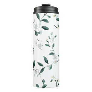 White Jasmine Pattern  Thermal Tumbler