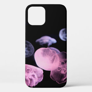 WHITE JELLYFISH IN WATER WITH BLACK BACKGROUND iPhone 12 CASE