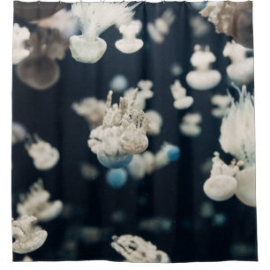 WHITE JELLYFISH UNDERWATER PHOTO SHOWER CURTAIN